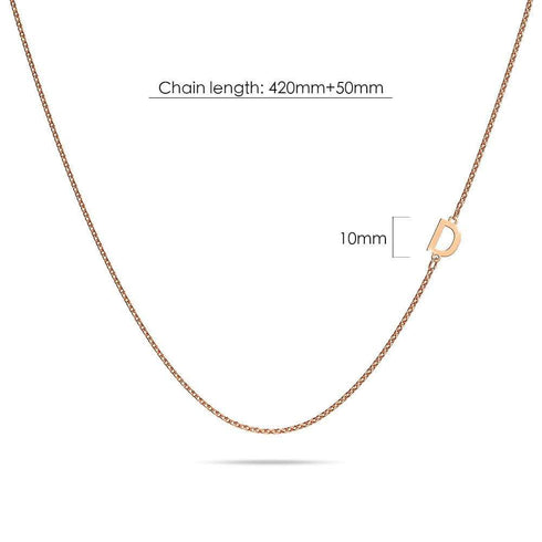 Bold Alphabet Letter Initial Charm Necklace in Rose Gold Tone